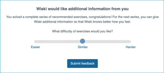 Slider to steer the difficulty of exercises