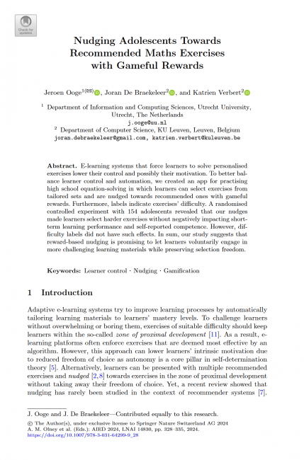 First page of the AIED 2024 paper