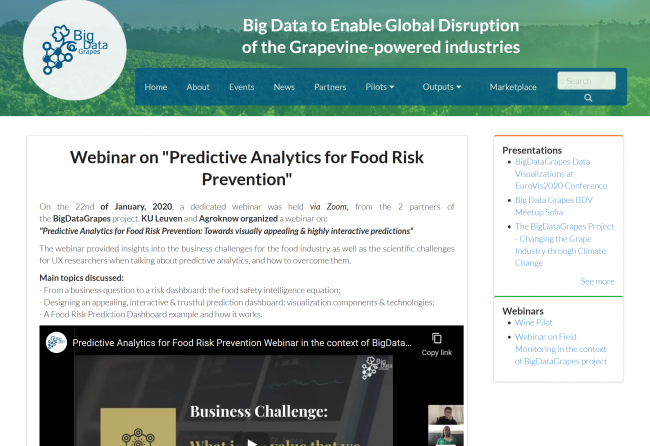 Screenshot of the website announcing the webinar